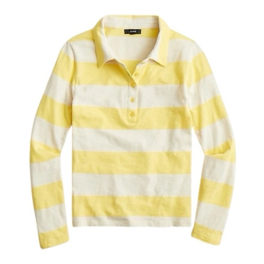 J. Crew Yellow and Cream Striped Long Sleeve Tee